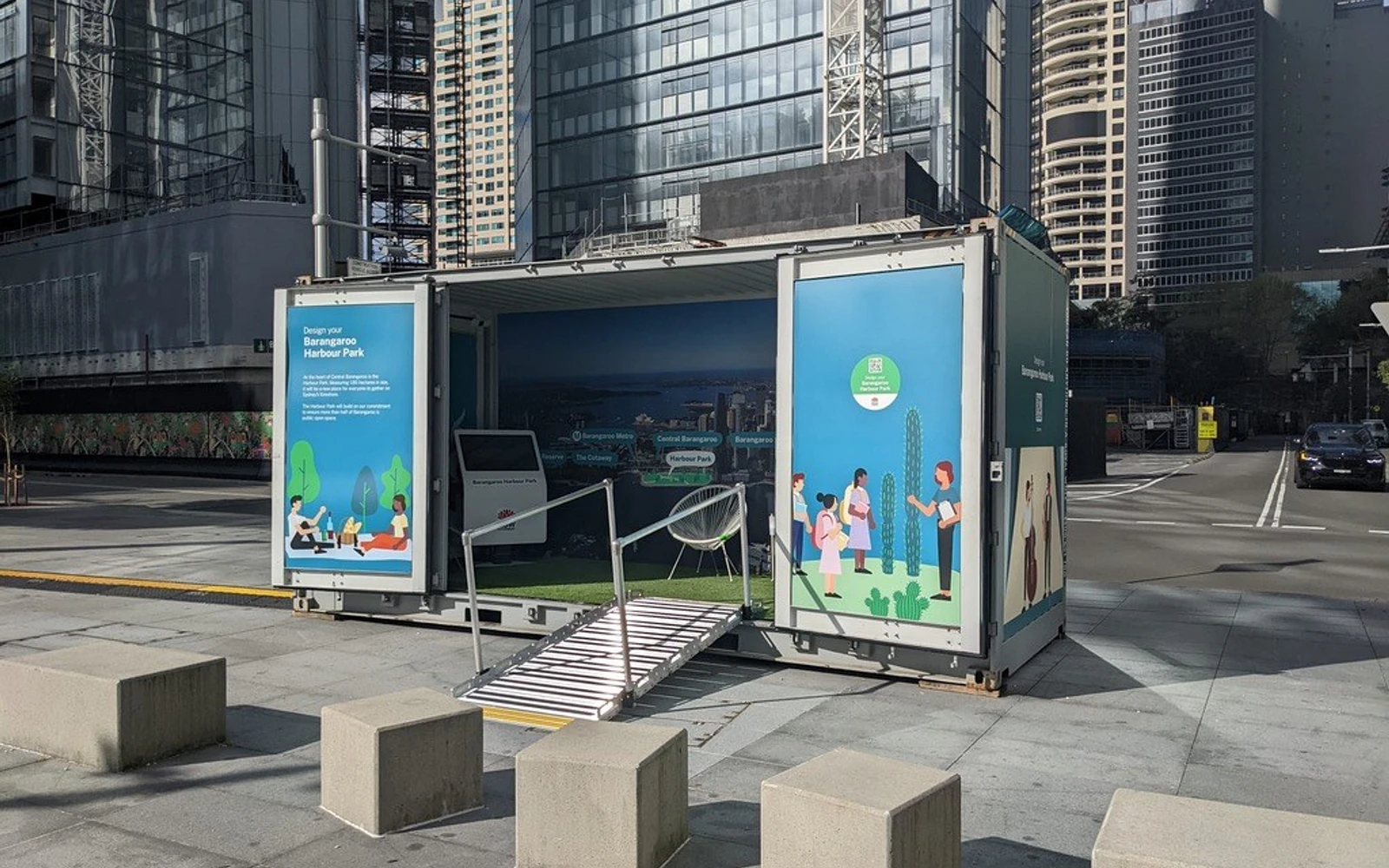 Design Your Barangaroo Harbour Park engagement kiosk installed in central Sydney
